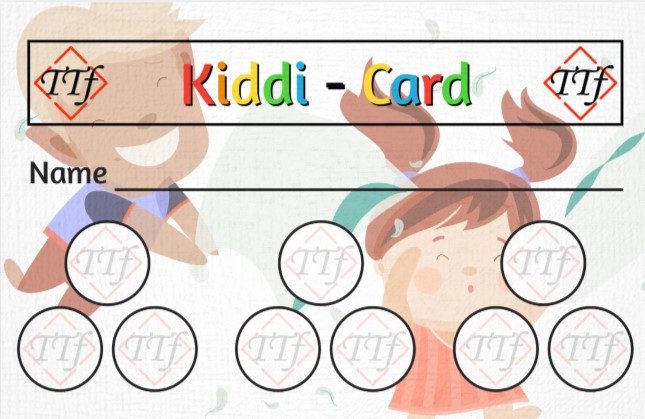 Kiddi-Card mit Platz für Namen und Symbolen, um Erfolge festzuhalten.