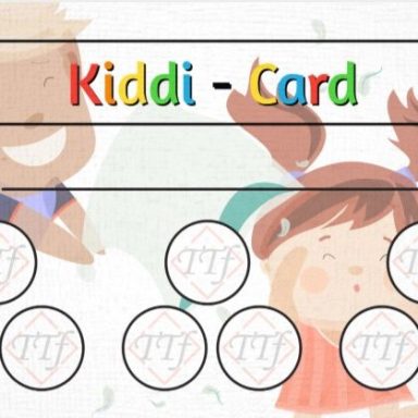 Bunte Kinderillustration mit Platz für Stempel oder Karten.