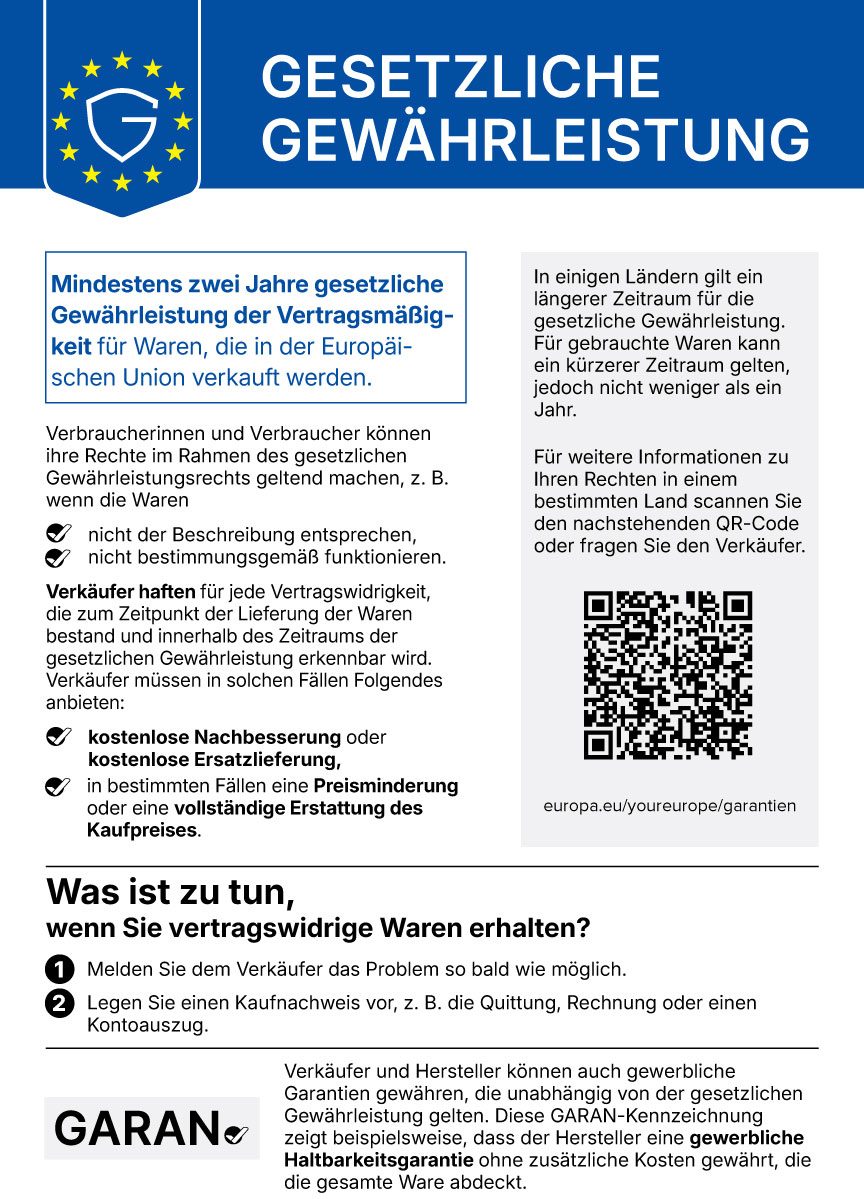 Offizielles EU-Gewährleistungslabel für gesetzliche Verbraucherrechte